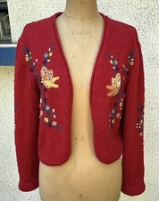 Gilet vintage MOONS femme bolero circa 1980 taille unique brodé main papillons