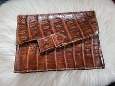 POCHETTE SAC a MAIN VINTAGE en VÉRITABLE PEAU de SERPENT ÉCAILLE CROCODILE 