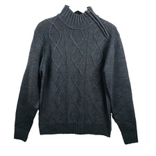 Bay Line Pull Homme M Gris Foncé Côté Col Zippé Maille Torsadée Manches Longues