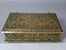 Max Le Verrier: boite bronze scène de chasse au Moyen-âge Très bel état. B561