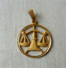 Ancien pendentif, signe astrologique, balance, en plaqué or