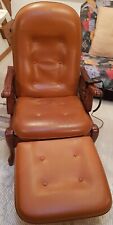 ? Fauteuil relax électrique en cuir et bois avec repose pieds amovible -...
