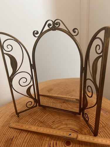 Miroir doré ancien - miroir, triptyque
