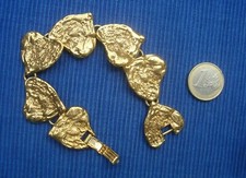 B26Y Joli Bracelet Métal Doré YSL Yves St Laurent Coeur Bijou Couture Vintage 3