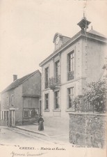 CPA 51 CHENAY Mairie et Ecole  (carte plié verticalement)