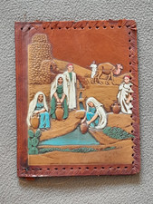 COUVRE LIVRE ANCIEN EN CUIR / 22 X 17 / AVEC MARQUE PAGE INTÉGRÉ