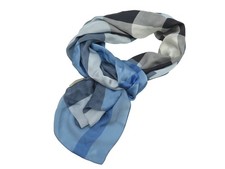 CHALE BURBERRY ETOLE MOTIF TARTAN 65 X 186 CM FOULARD EN SOIE BLUE SHAWL 495€