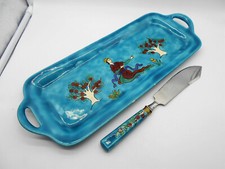 PLAT A GÂTEAUX / CAKE & PELLE  EN PORCELAINE DE LIMOGES M.N. DESJARDIN