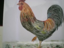 BELLE ASSIETTE PORCELAINE COQ PEINT MAIN SIGNE DECORATION COLLECTION