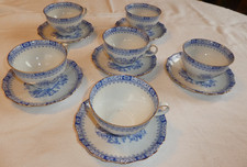SERVICE CAFE THE 6 PERSONNES Porcelaine SELTMANN Décor THERESIA JAPONISANT BLEU