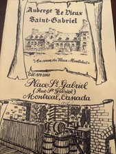 Menu Vintage Auberge Le Dieux Saint-Gabriel Restaurant 1978 Montréal Québec