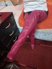 cuissardes cuir Leatherworks - Cuir Rose / leather thigh-high boots Pink Leather