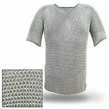 Chemise médiévale en cotte de mailles en aluminium boutonné Haubergeon...