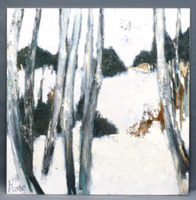 Tableau Original 1972 Bernard Folinais paysage de neige école Franc-Comtoise