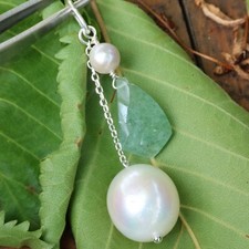 pendentif perle d'eau douce pierre précieuse fine naturelle quartz vert 2267