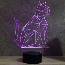 Lampe de chevet veilleuse 3D Chat Origami avec télécommande - Cadeau annivers...