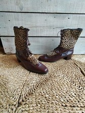 boots/bottines  vintage loris Azzaro cuir Marron et poil façon léopard 40,5