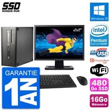 PC Tour HP EliteDesk 800 G1 Ecran 22" G3220 RAM 16Go SSD 480Go Windows 10 Wifi
