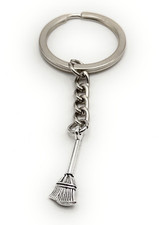 Balai En Paille Nettoyage Porte-Clés Pendentif En Métal Argent