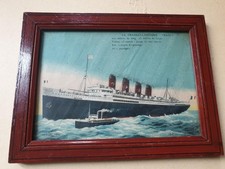 Tableau ancien Paquebot Transatlantique Havre-New York Lithographie