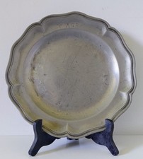 Ancien plat étain - en, bords