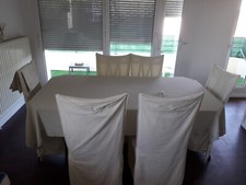 Table rectangulaire en verre + 6 chaises 175x94x75