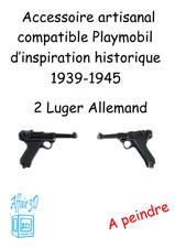 custom WW2  Playmobil (thème historique 1939-1945) - 2 pistolet Luger Allemand
