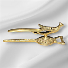 Vintage Brass Bird Nutcracker – Ornate Figural Mid-Century Parrot/Peacock Design