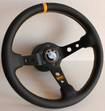 Volant compatible avec BMW Deep Dish cuir jaune E28 E30 E34 1986-1992