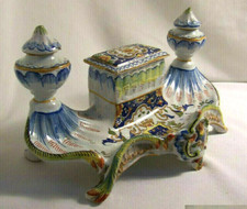 ENCRIER avec PLUMIER et boite DESVRES Le TREPORT blason 1900 Jules VERLINGUE