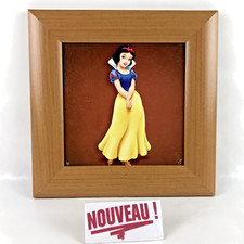 ➜Rare petit tableau/cadre Blanche-Neige Disney dessins animés bois 23x23cm