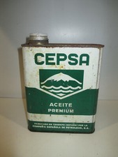 ANCIEN BIDON HUILE OIL CEPSA ACEITE PREMIUM SAE 20A X 2 LITRES OLD SPAIN VINTAGE