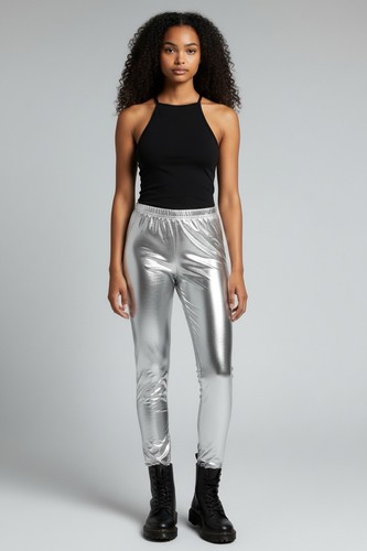 Shiny silver metallic - metallic, pants