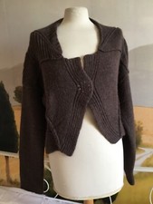 Gilet 50 % laine et alpaga CRÉA CONCEPT taupe taille 40/42 en TBE.