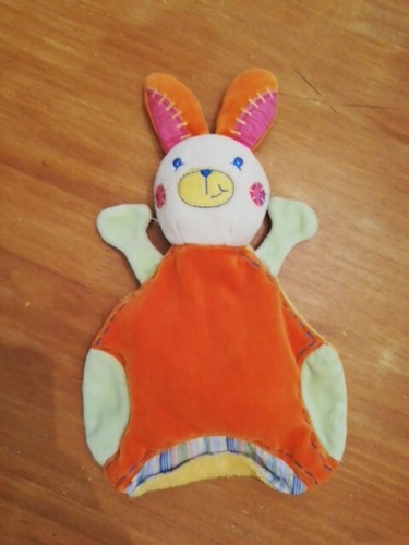 Doudou semi plat lapin orange