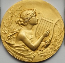 Médaille Art Nouveau, Femme  à la Harpe par L.O.Mattei, BEZIERS 1926, Medal