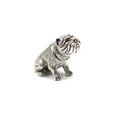 Bulldog en argent sterling 925 figurine miniature chien 3,2 cm animal figurin...