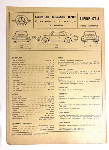 Ancienne fiche technique - ancienne,