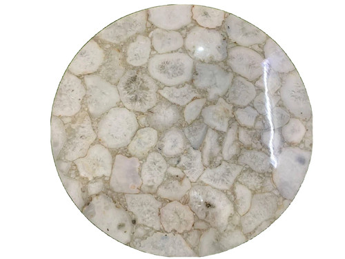 White agate table top natural - white,