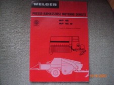  BROCHURE  PUBLICITAIRE   PRESSE RAMASSEUSE  WELGER  AP 45 / AP 45 D
