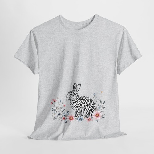 Floral leopard bunny - floral, t-shirt