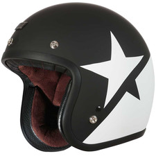 Origine Casque Jet Vintage Primo Star Blanc Noir Mat Café Racer Vintage