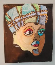 Crayons Et Feutres Expressionniste "Tête Bizantyne," 2021 31/26cm