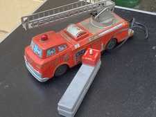 Jouet Ancien en Tôle Camion de Pompier Modern Toys Japan