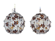 XXL 16" RARE PAIR Ceiling Chandelier Prisms Flowers Maison Bagues Style 1930