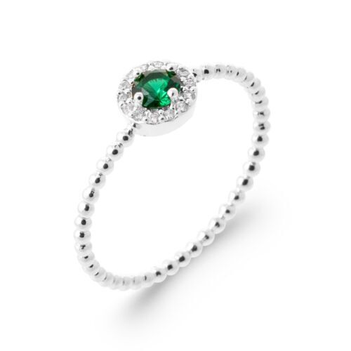 Bague solitaire zirconium vert