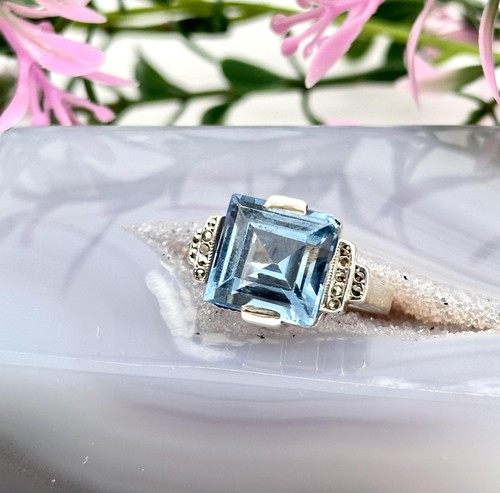 Bague argent pierre bleue