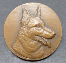 MEDAILLE ANIMALIERE CHIEN BERGER ALLEMAND 1974 Signé GIBERT 50 mm