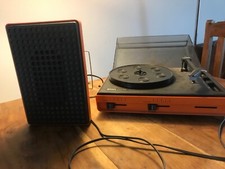 platine vinyle vintage orange avec Haut parleur des 60 fonctionne parfaitement