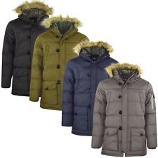 Parka Hommes Parker Rembourré Doublé Hiver Veste Capuche Fausse Fourrure Neuf